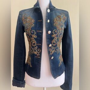 Vintage Rare Versace Jeans Couture Collection Dark Blue Jacket Italy 28 / 42 XS